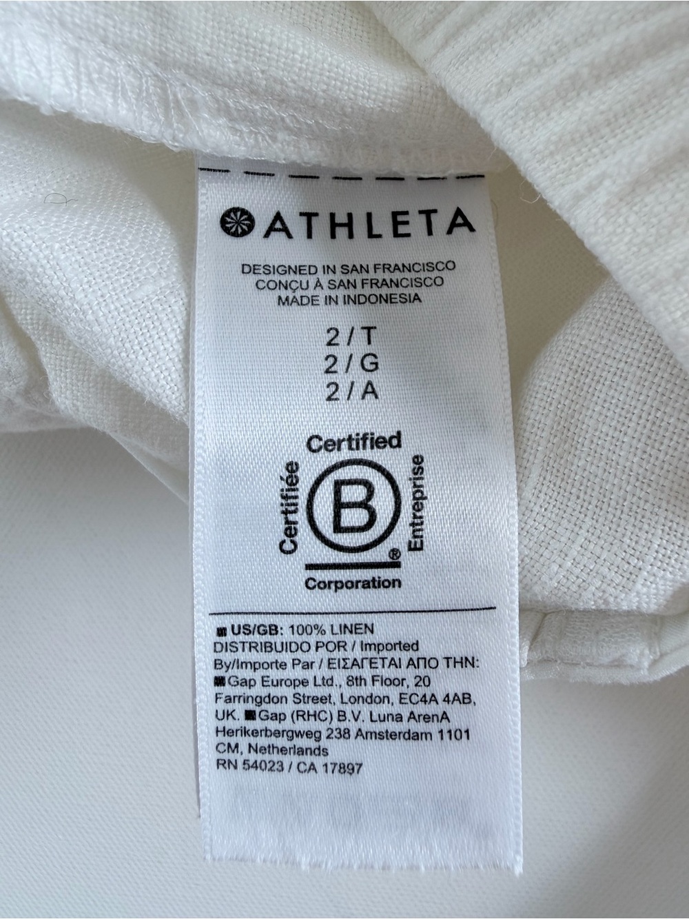 Athleta Cabo Linen Jogger White 100% Linen Pants Size 2 Tall - Picture 5 of 12